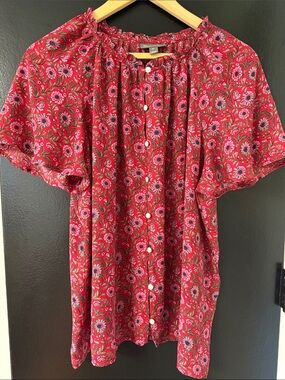 Style & Co red and floral print short-sleeve